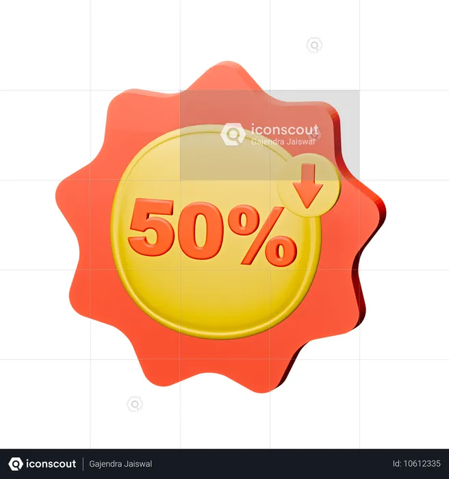 50% Discount Badge  3D Icon