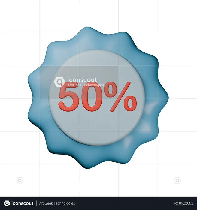 Insignia de 50% de descuento  3D Icon