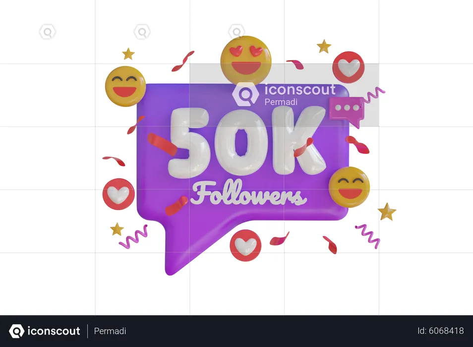 50 mil seguidores  3D Icon