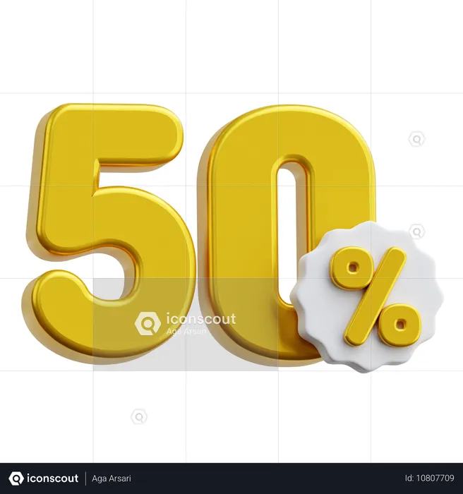 50 Percent  3D Icon