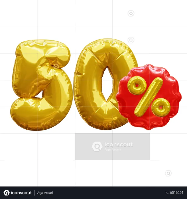 50 percent  3D Icon
