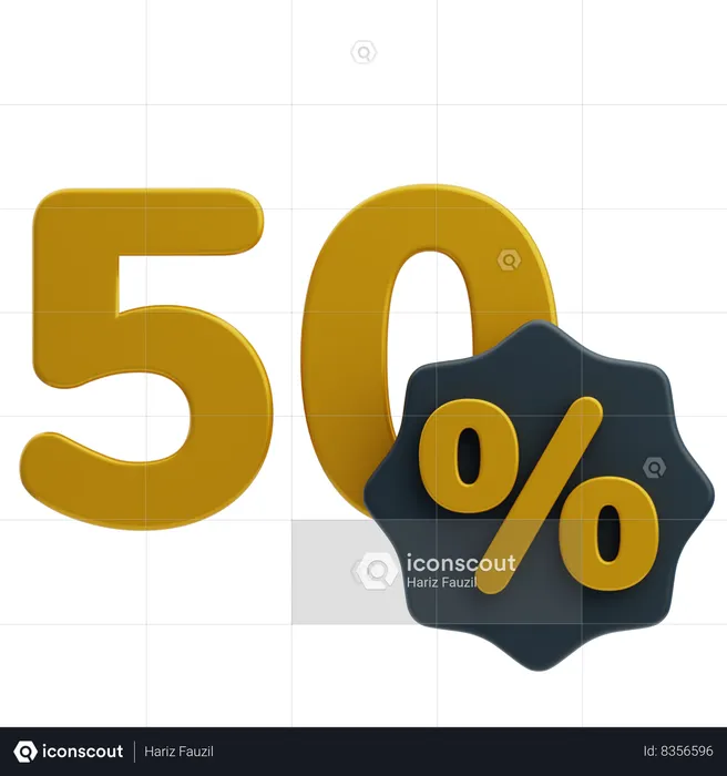 50 Percent Discount  3D Icon