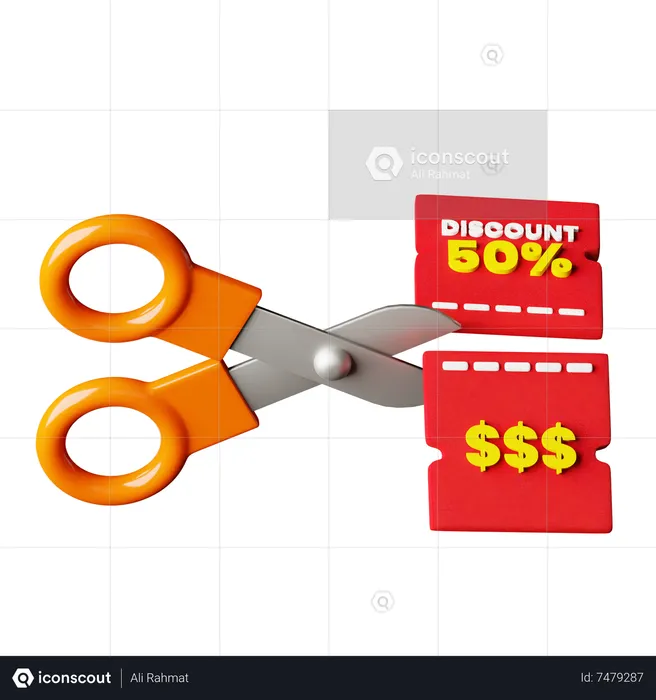 50 Percent Discount  3D Icon