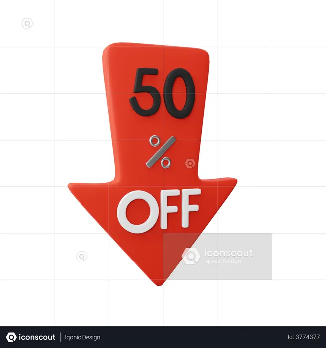 50 Percent Discount  3D Illustration