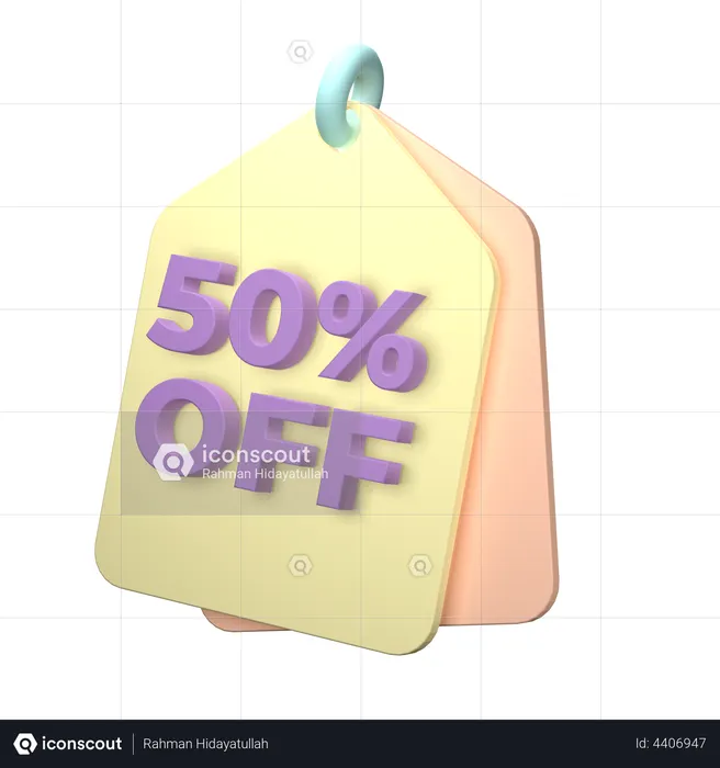 50 Percent Discount  3D Illustration