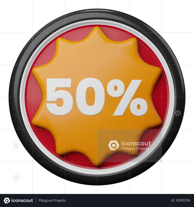 50 Percent Discount  3D Illustration