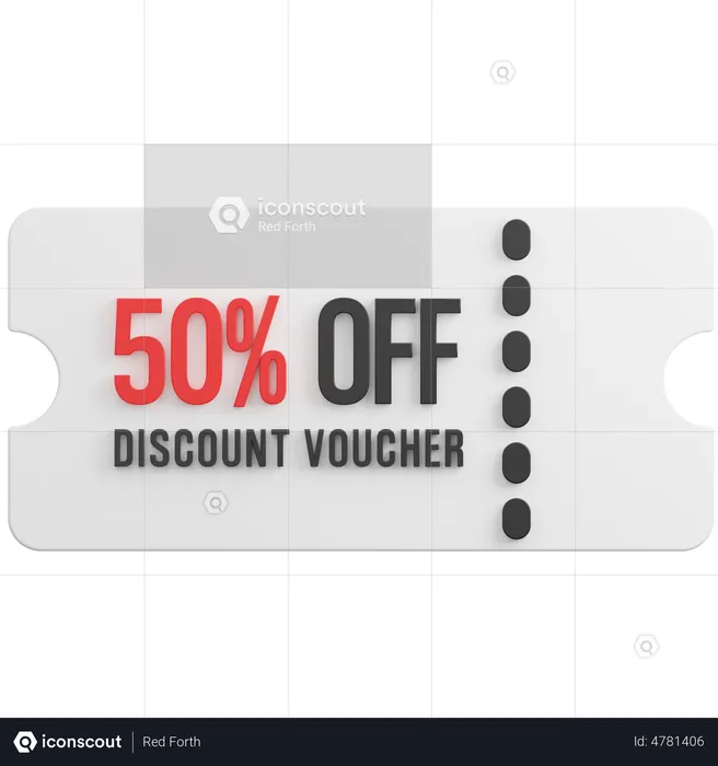 50 Percent Discount  3D Illustration