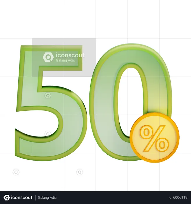 50 Percent Discount  3D Icon