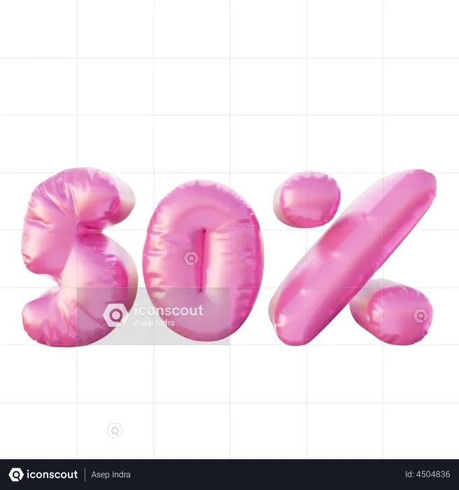 50 Percent Discount Balloon  3D Illustration