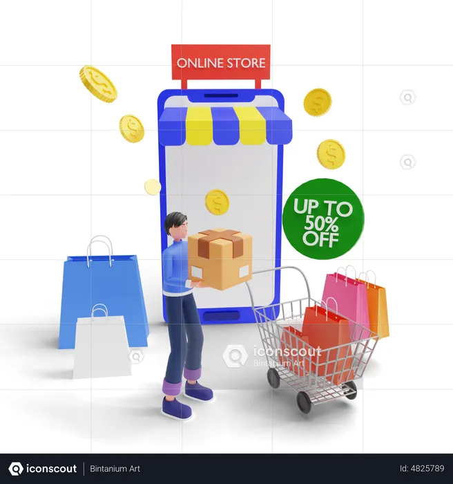 Shopping App Sale  3D Illustration