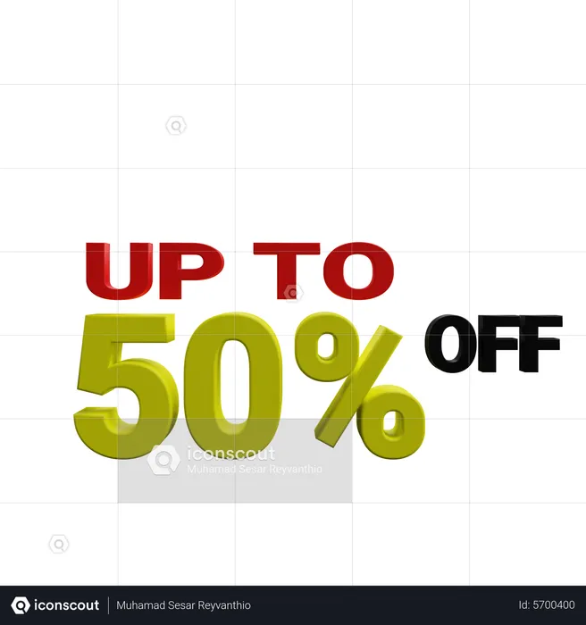 50% Percent Discount sign  3D Icon