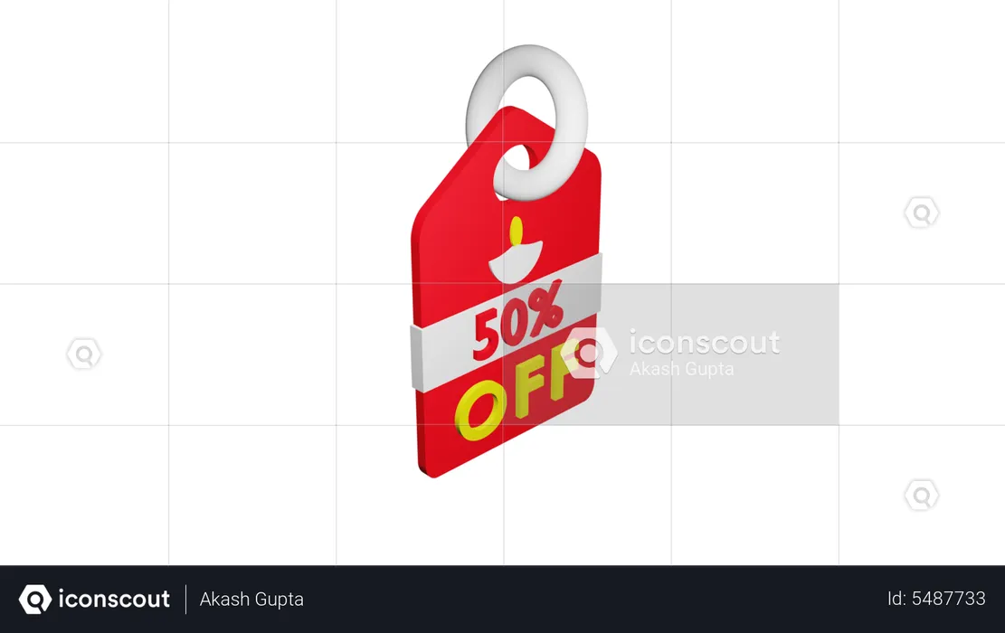 50 Percent Discount Tag  3D Icon
