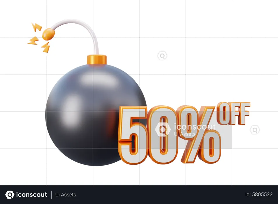 50 Percent Off Bomb  3D Icon