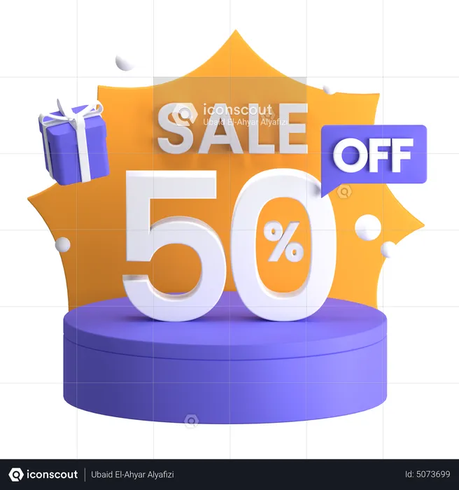 50 Percent off Discount Display  3D Icon