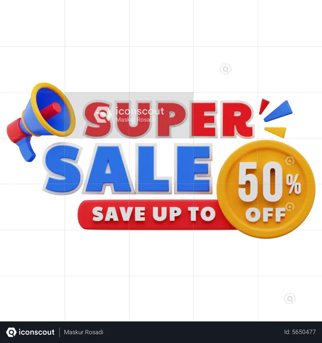 50 Percent Super Sale  3D Illustration