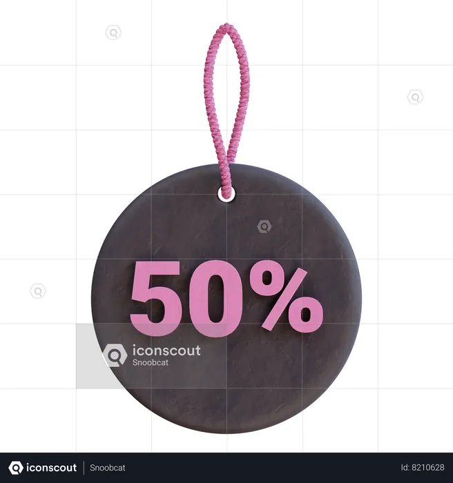 50 Percent Tag  3D Icon