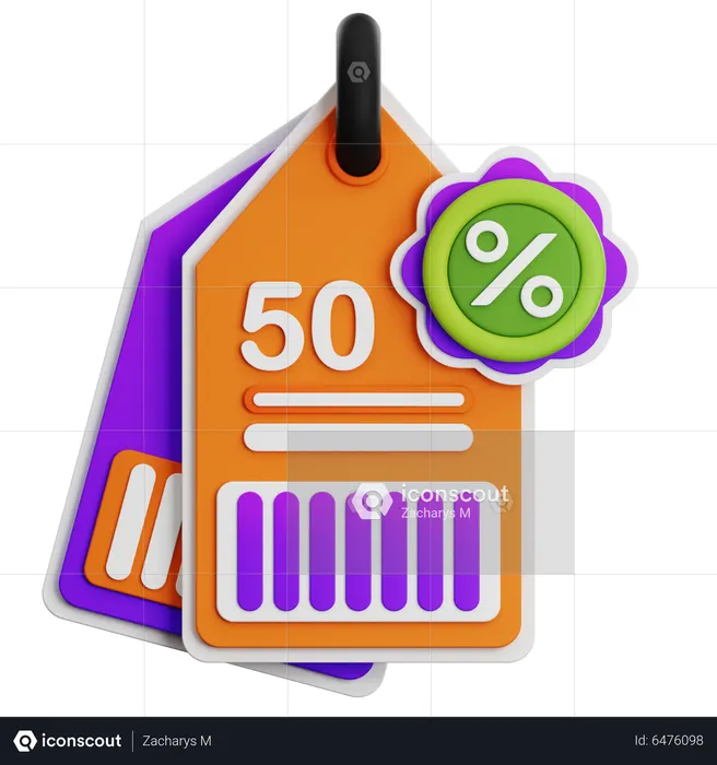 50 PERCENTAGE DISCOUNT  3D Icon
