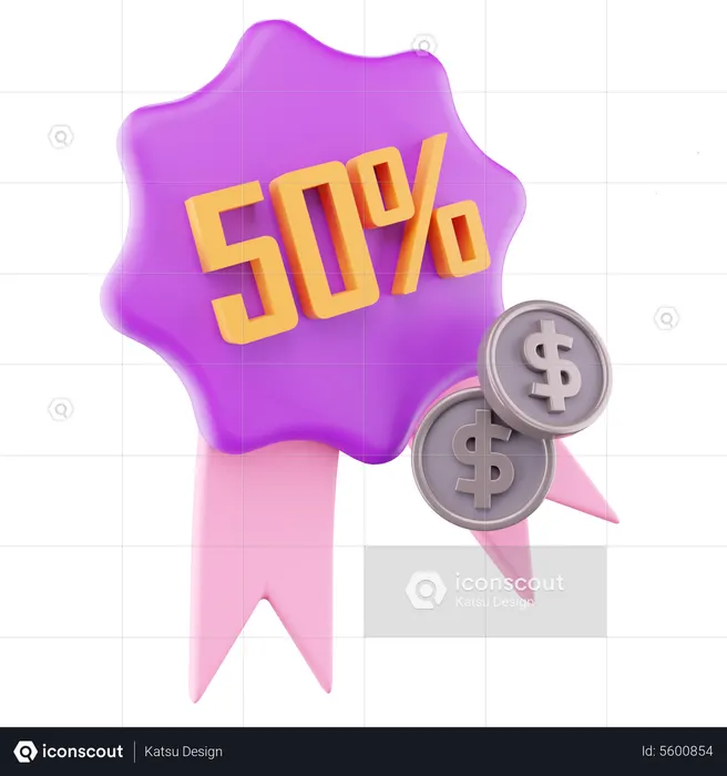 50 Percentage Discount  3D Icon