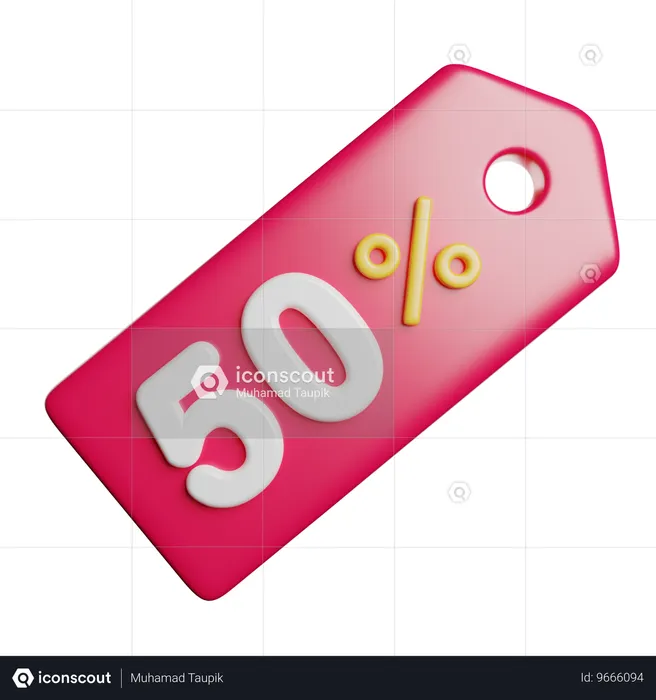 50 por ciento de descuento  3D Icon