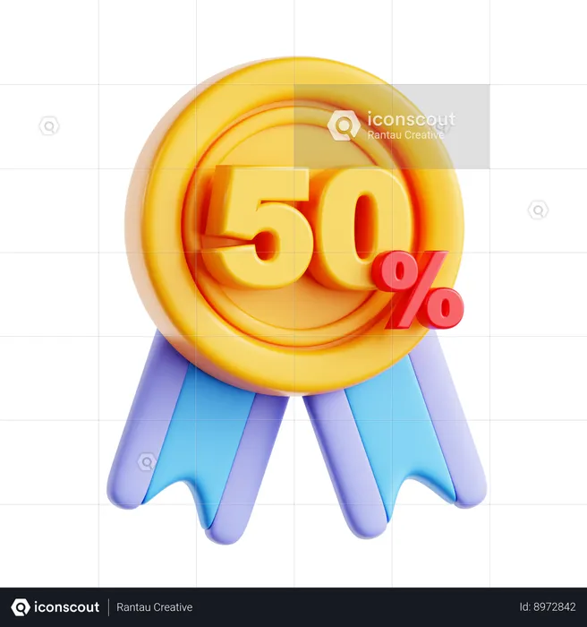 50 por cento  3D Icon