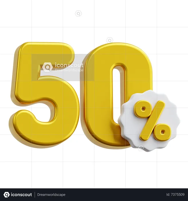 50 por cento  3D Icon