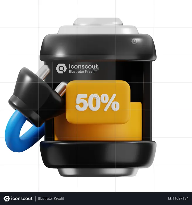 50 por cento de bateria  3D Icon