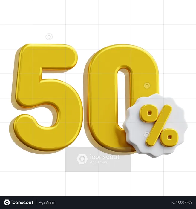 50 por ciento  3D Icon