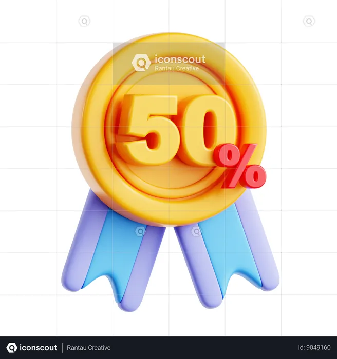 50 por ciento de descuento  3D Icon