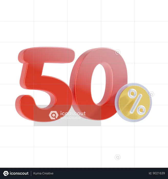 50 pourcent  3D Icon