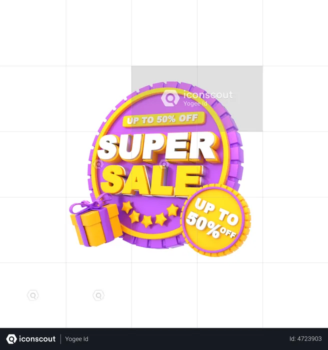 50 Present Super Sale Announcement  3D Illustration