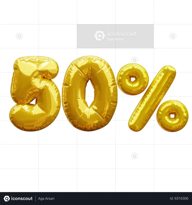 50 Prozent  3D Icon