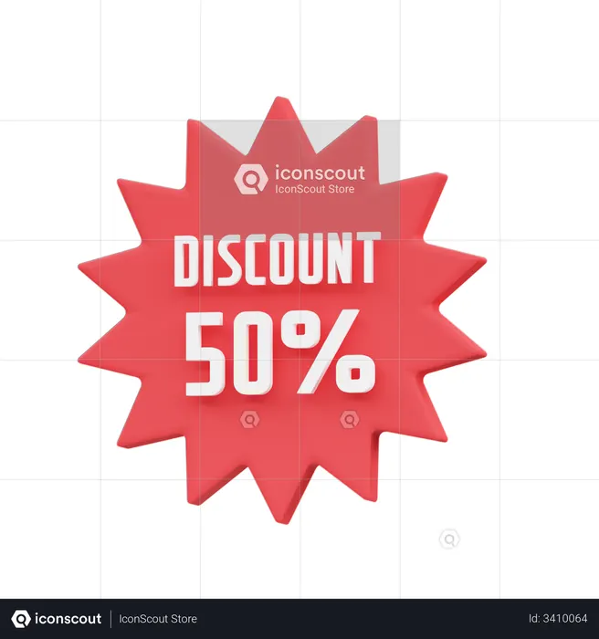 50 Prozent Rabatt  3D Icon