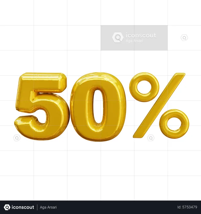 Rabatt 50 Prozent  3D Icon