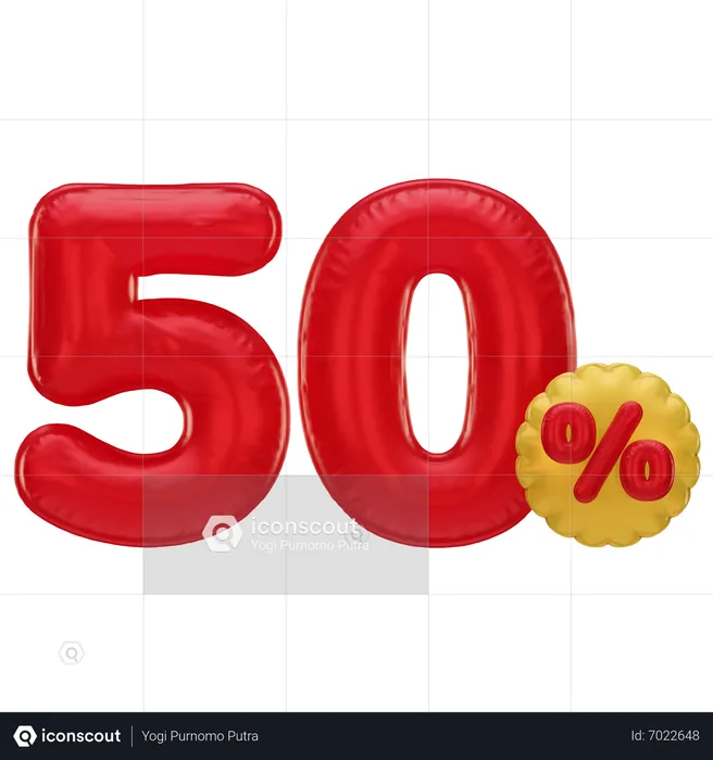 50 Prozent Rabatt  3D Icon