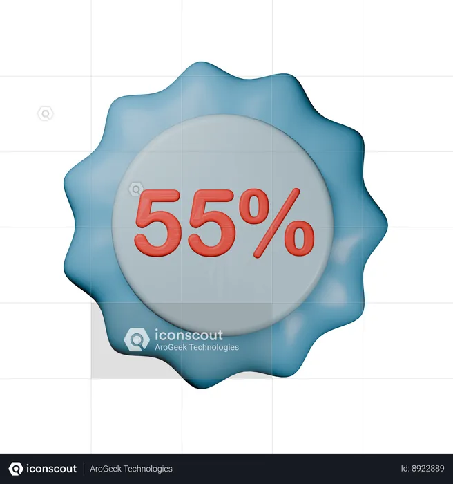 55% Discount Badge  3D Icon