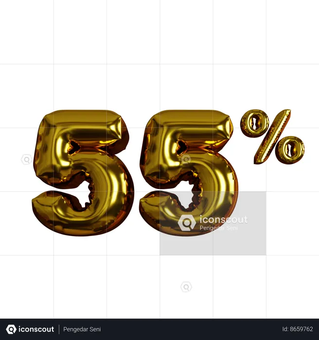 55 Percent Discount  3D Icon