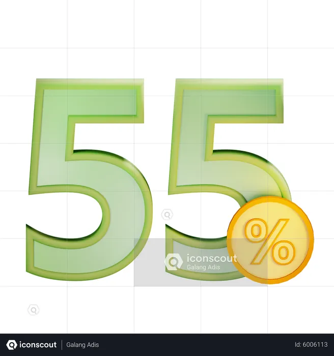 55 Percent Discount  3D Icon