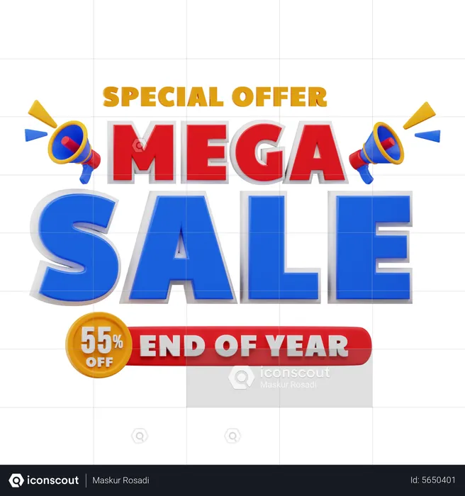 55 Percent Mega sale  3D Illustration
