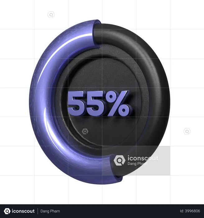 55 Percent Pie Chart  3D Illustration