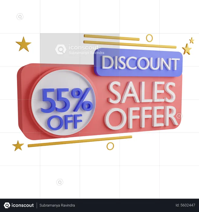 55 Percentage Sales Offer  3D Icon