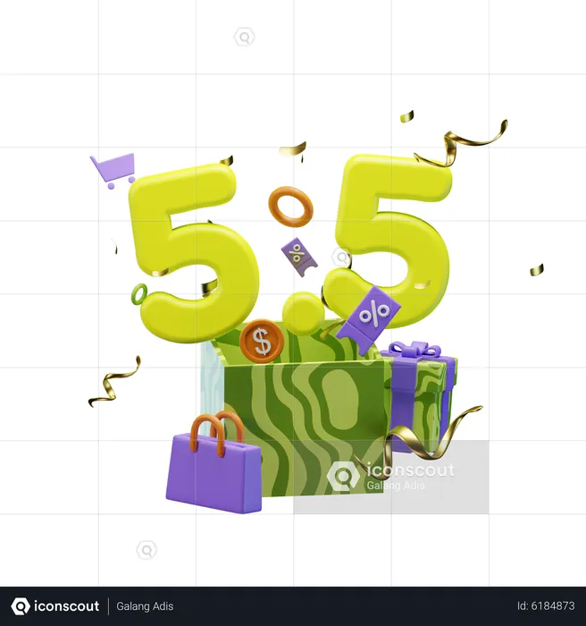 5.5 Sale Sign  3D Icon