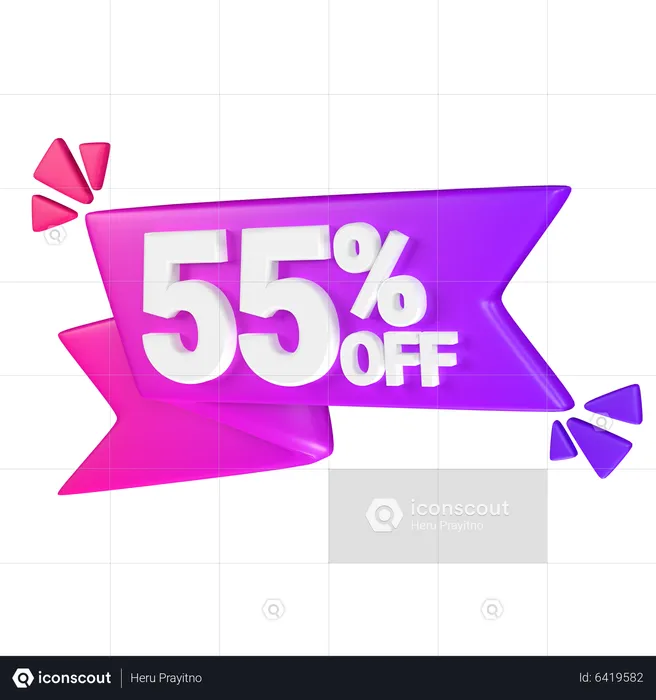 Etiqueta de desconto de 55%  3D Icon