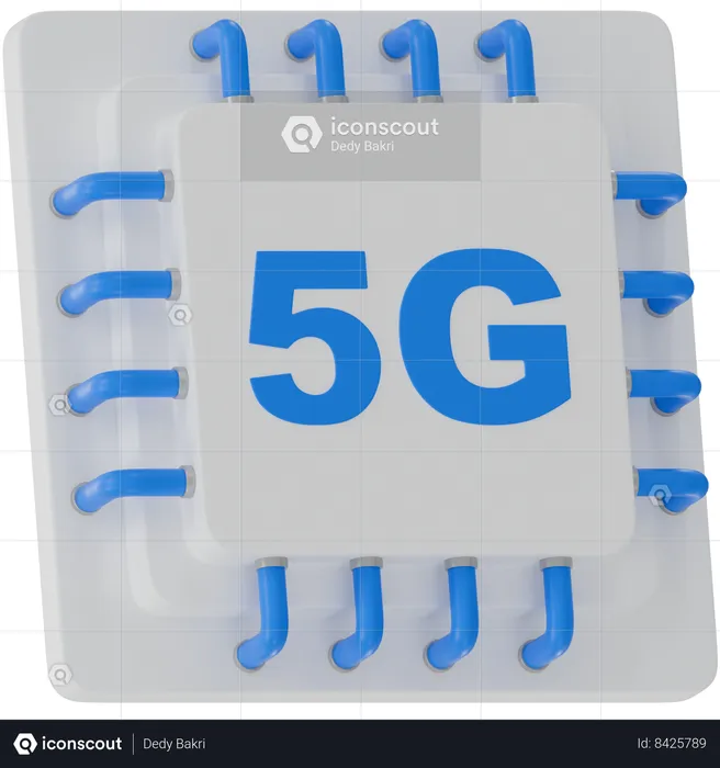 5G chip  3D Icon