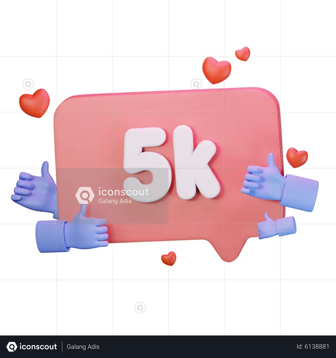 5K Love Like Followers  3D Icon