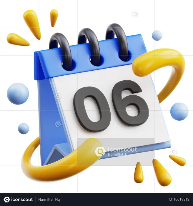 6 Date  3D Icon