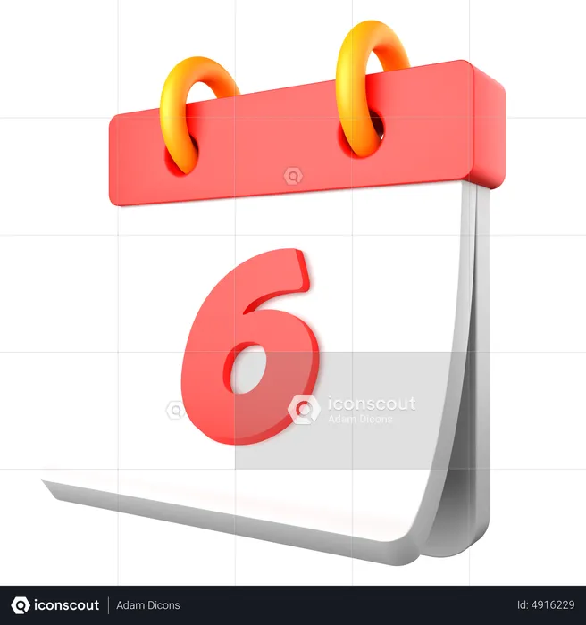 6 Date  3D Icon