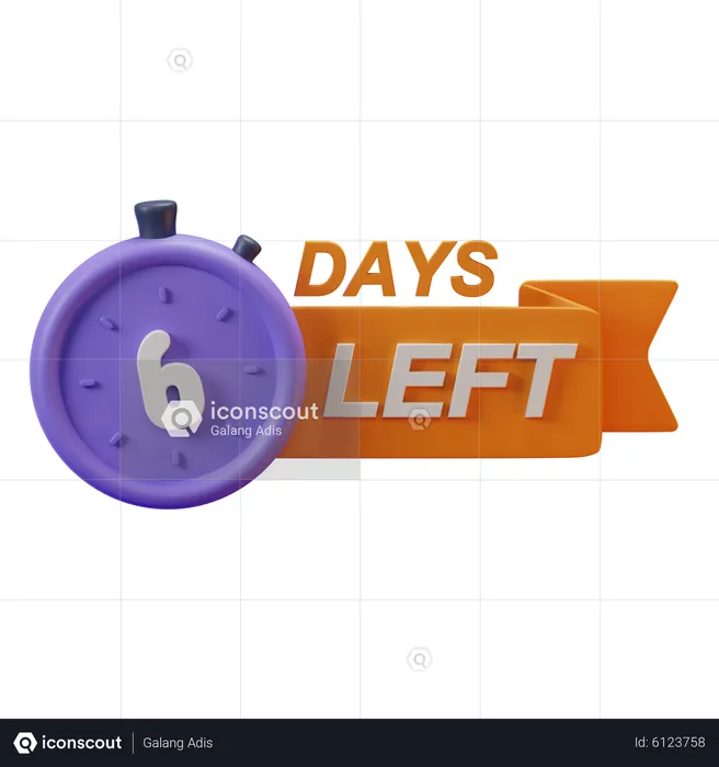 6 Days Left  3D Icon