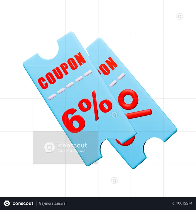 6% Discount Coupon  3D Icon