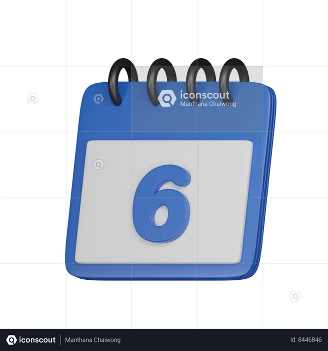 6 fecha  3D Icon