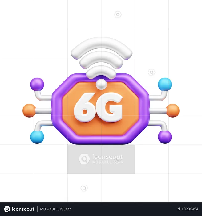 6 G Network  3D Icon